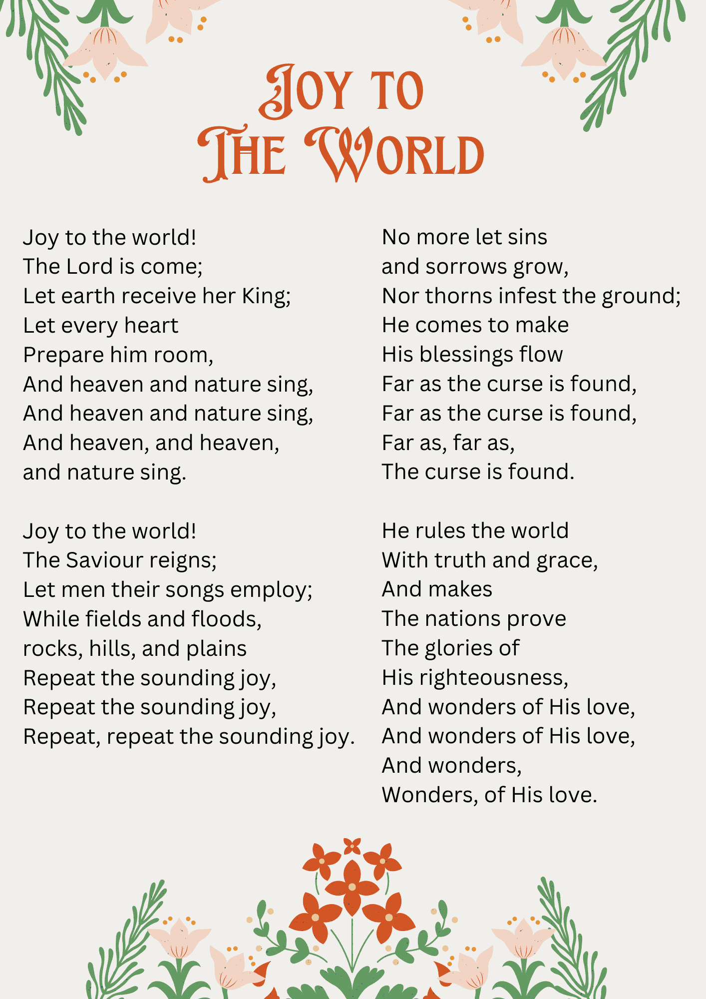 10 Fun Free Christmas Carol Printables For Kids In 2025 within Joy to the World Lyrics Printable