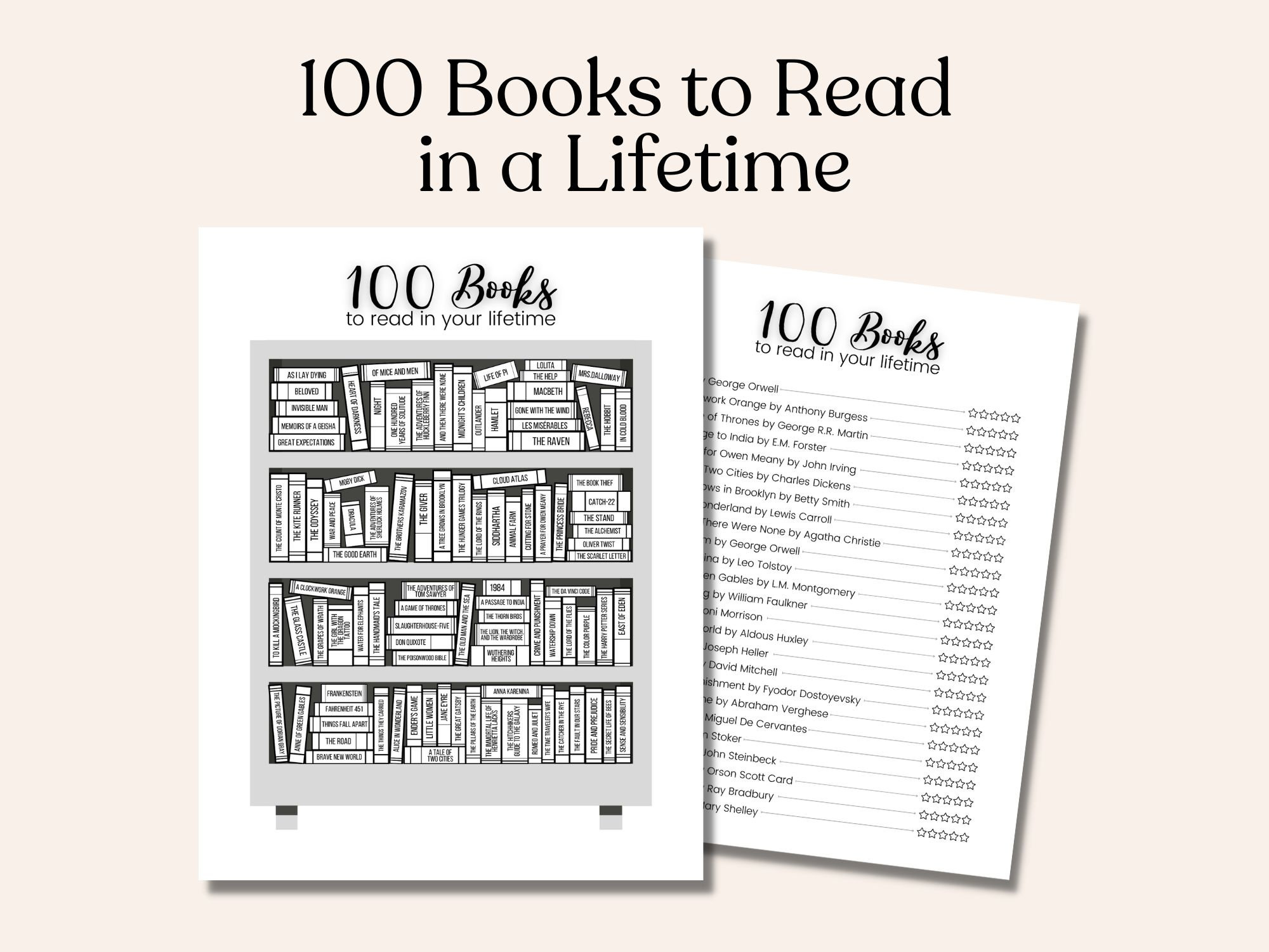 100 Books To Read, Read In A Lifetime, Instant Digital Download - Etsy within 100 Books To Read Before You Die Printable List