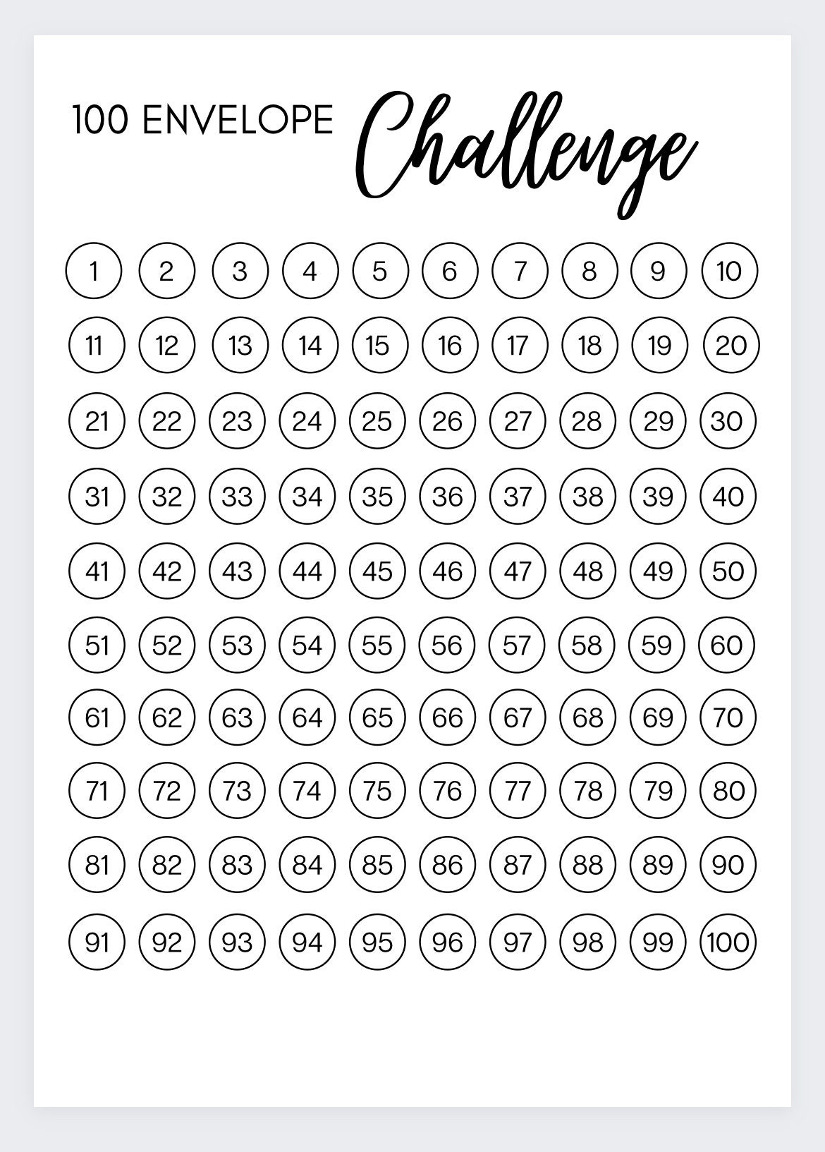 100 Envelope Money Challenge,Money Saving Challenge Printable intended for 100 Day Envelope Challenge Printable