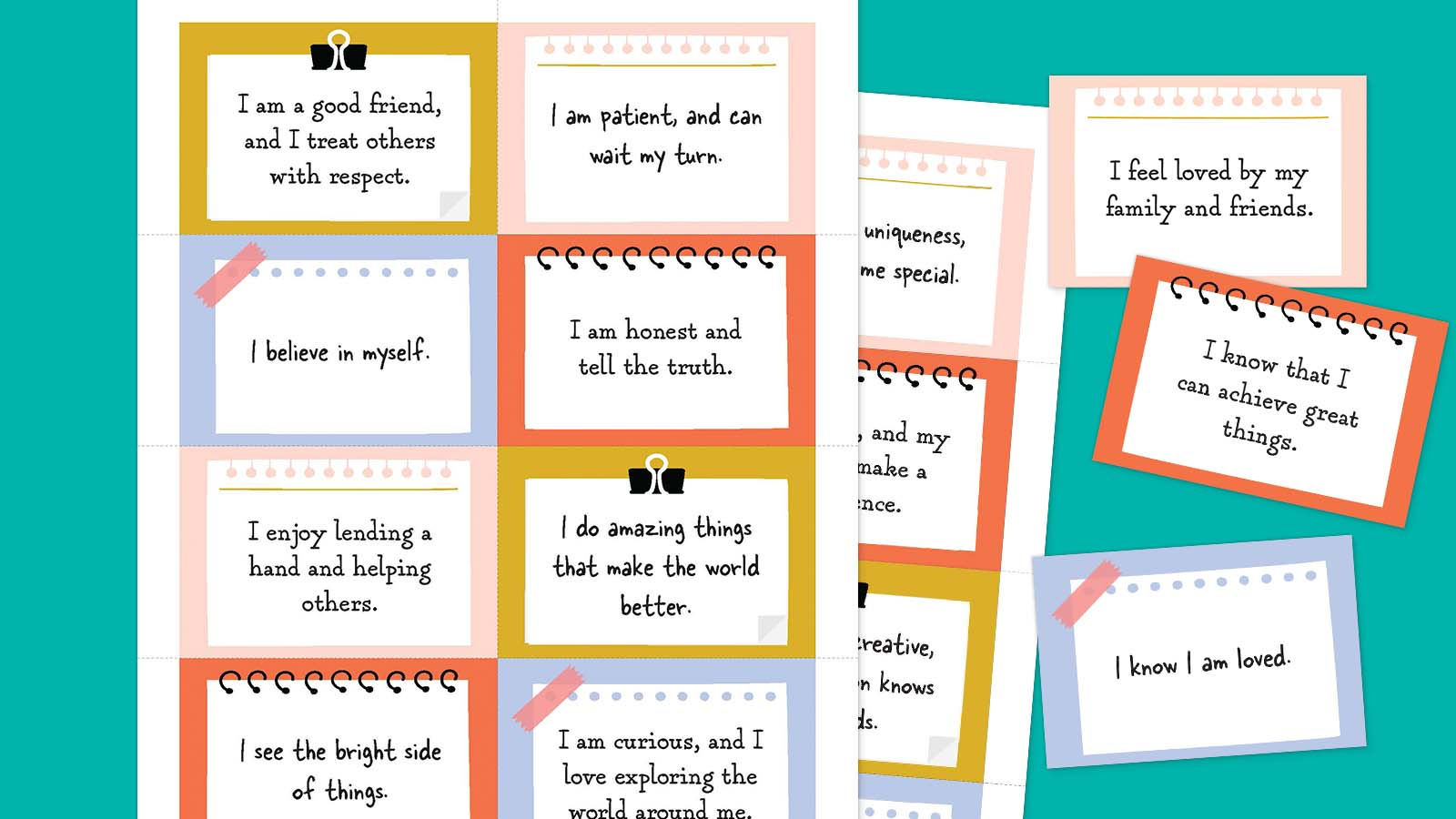 111 Daily Positive Affirmations For Kids (Free Printable Cards) pertaining to Free Printable Affirmation Cards