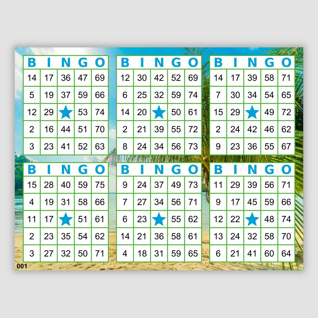1200 Bingo Cards Pdf Download, 6 Per Page, Instant Printable Fun regarding Printable Bingo Cards 6 Per Page