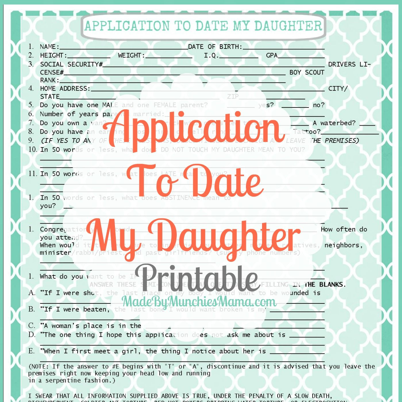 13 Printables Ideas | Printables, Greatful, Free Printables for Application To Date My Daughter Printable
