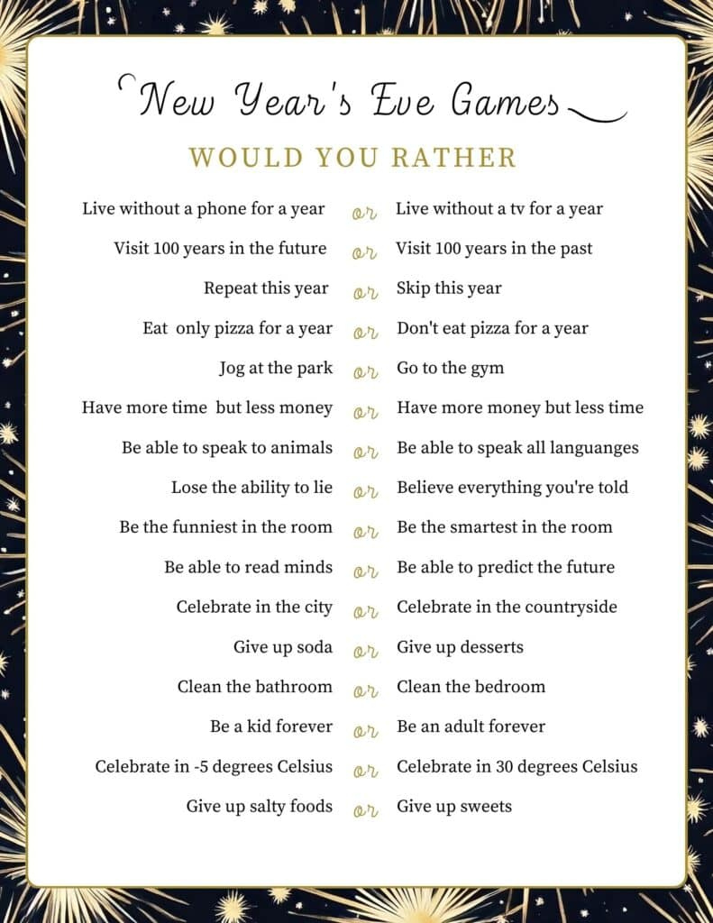 18 Free Printable Adults New Year'S Eve Party Games & Activities for Printable Party Games For Adults