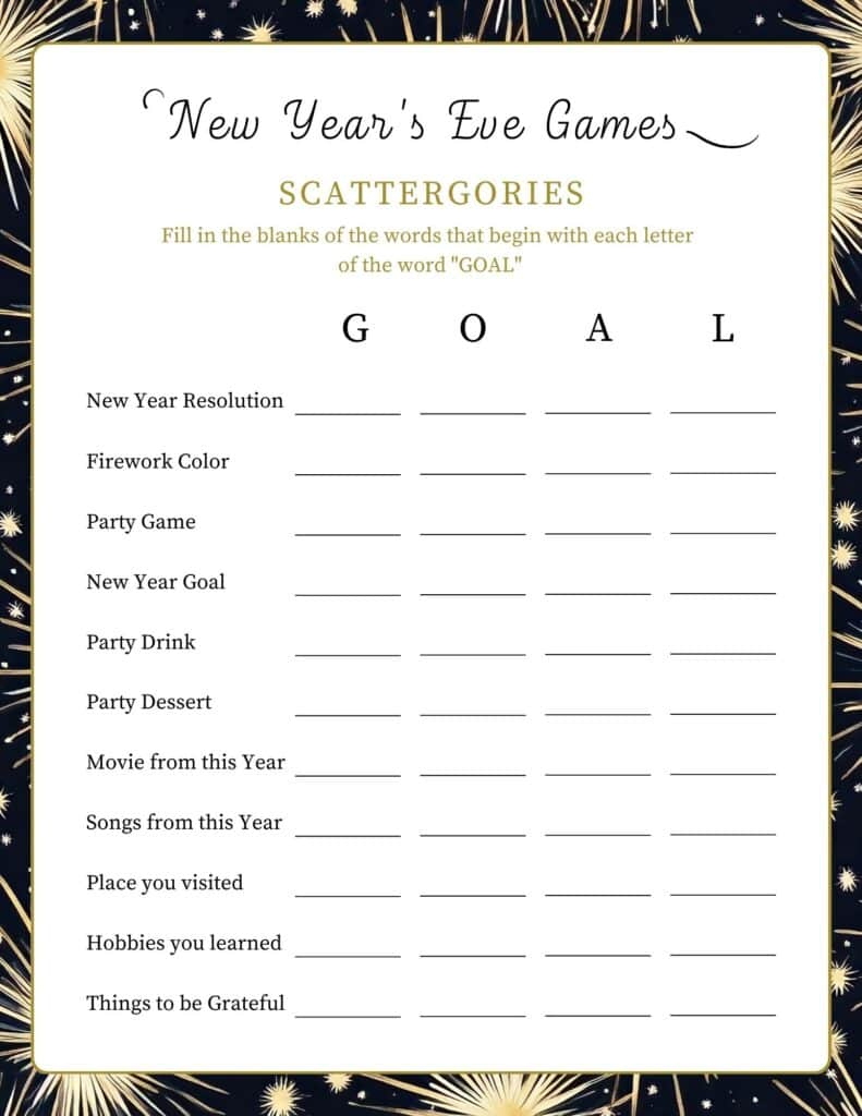 18 Free Printable Adults New Year'S Eve Party Games & Activities in Printable Party Games For Adults
