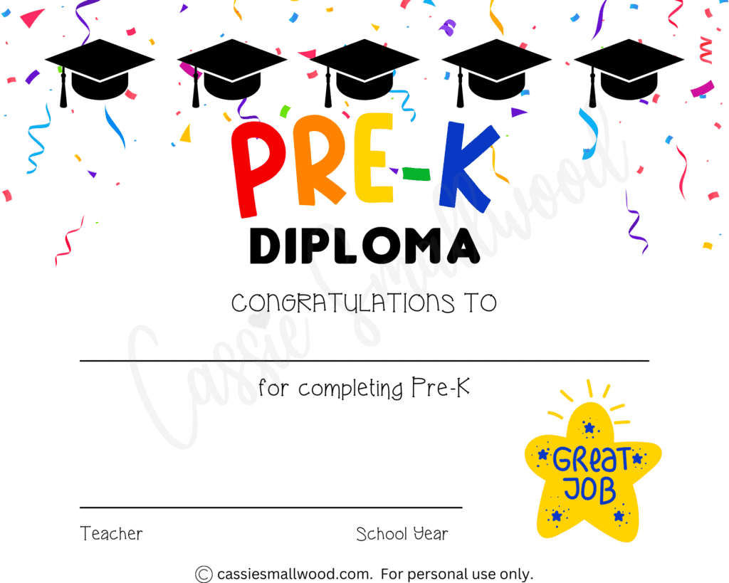 20 Preschool And Kindergarten Graduation Certificates (Free in Pre K Certificates Free Printables