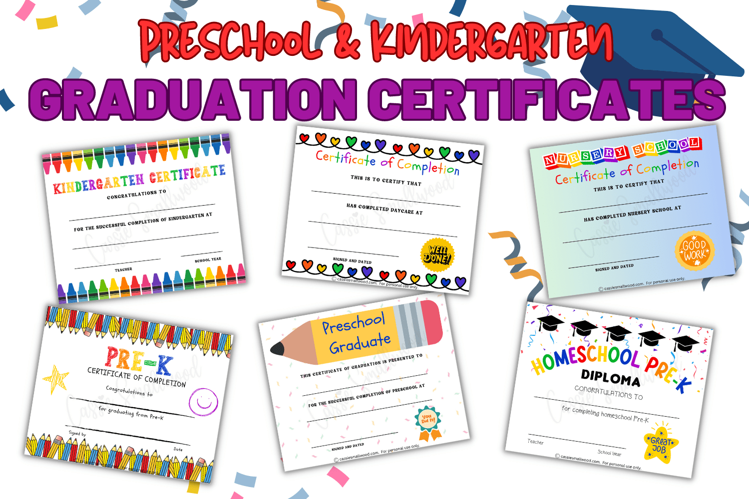 20 Preschool And Kindergarten Graduation Certificates (Free with Pre K Certificates Free Printables