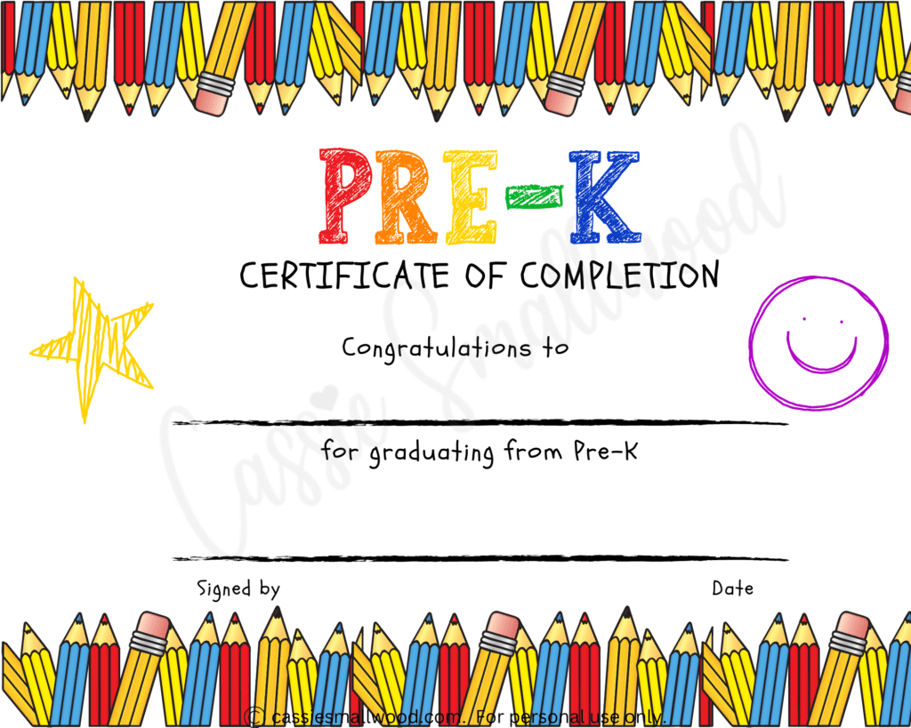 20 Preschool And Kindergarten Graduation Certificates (Free with regard to Pre K Certificates Free Printables