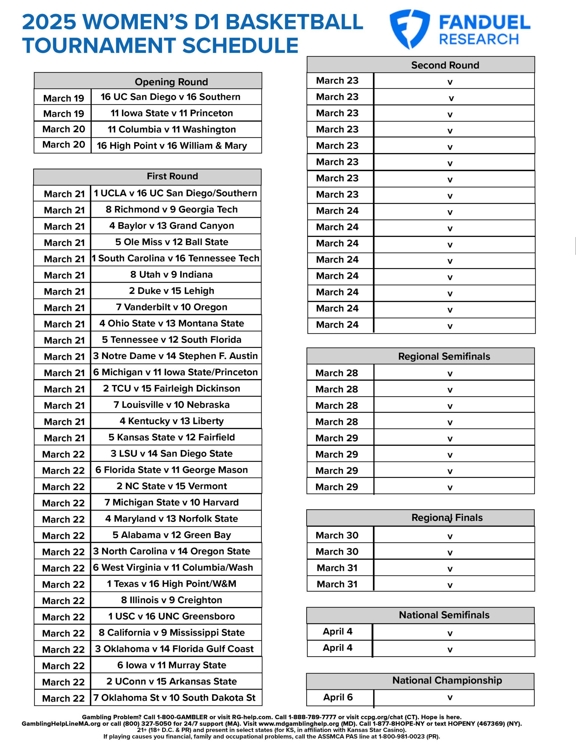 2025 Women'S College Basketball Tournament Free Printable Schedule with regard to Printable Iowa Women's Basketball Schedule