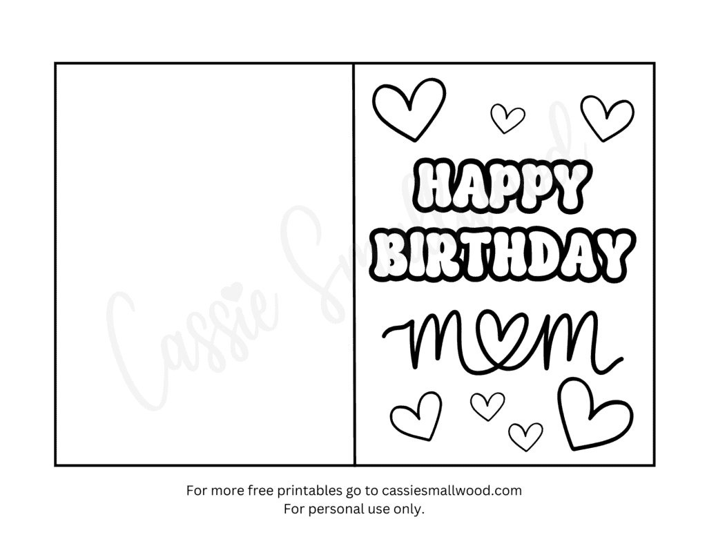 22 Coloring Birthday Cards For Mom Free Printables - Cassie Smallwood with Happy Birthday Card For Mom Printable