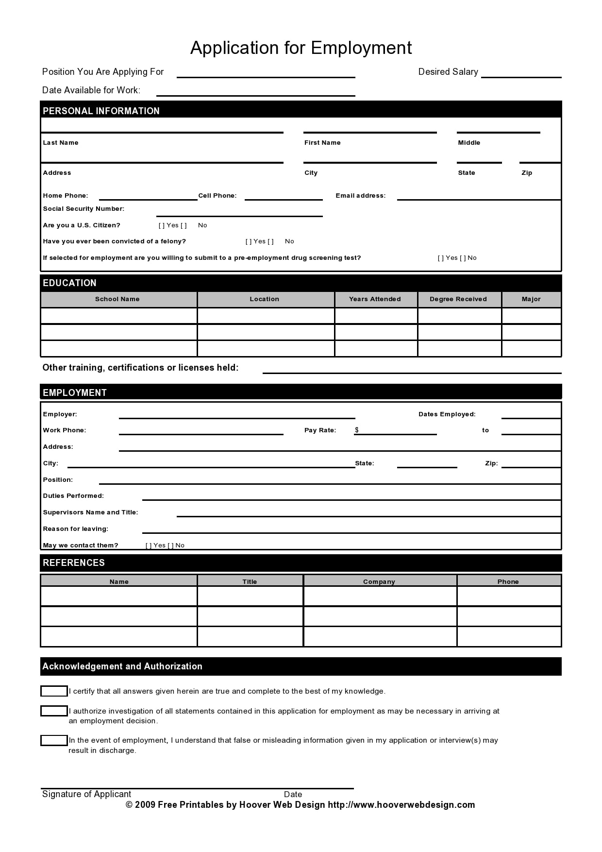 27 Basic Employment Application Templates [Free] with Blank Printable Applications For Employment