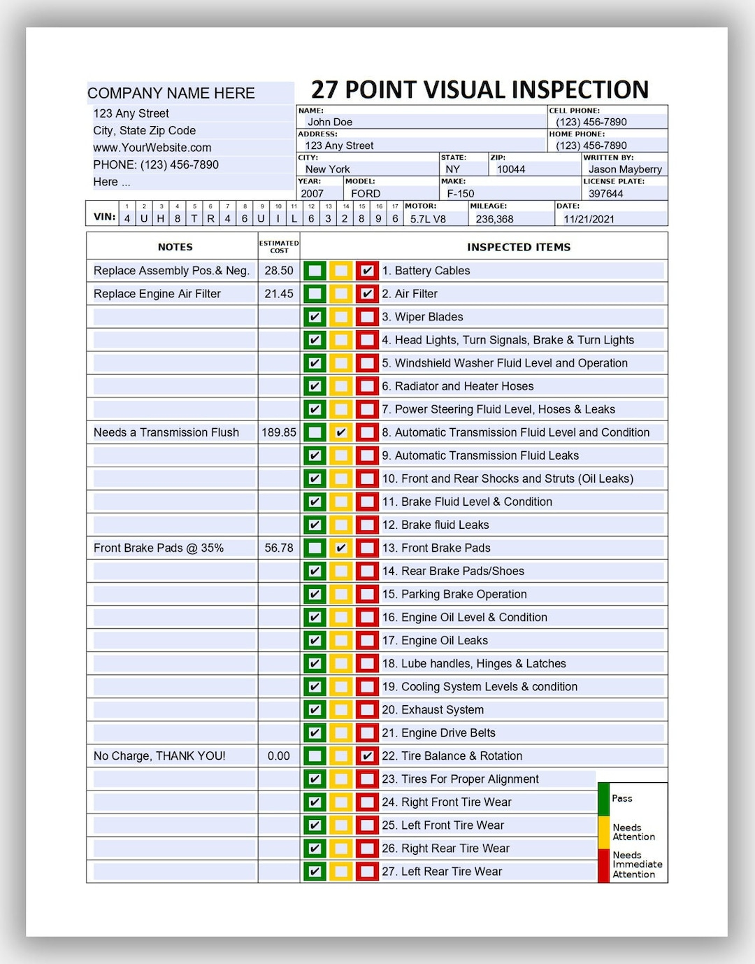 27 Point Visual Vehicle Inspection Form | Fillable Pdf Multi-Point inside Pdf Printable Vehicle Inspection Checklist