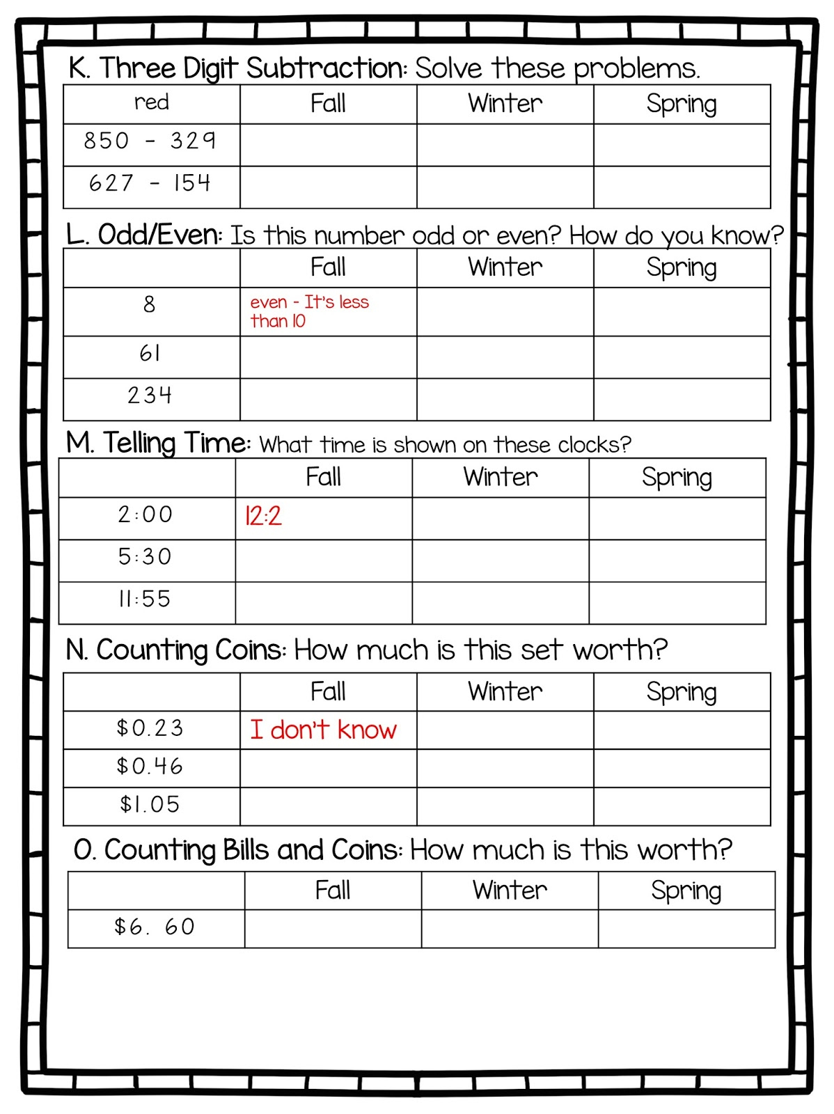 2Nd Grade Snickerdoodles: Basic Math Assessment {Free &Amp for 2Nd Grade Assessment Test Printable