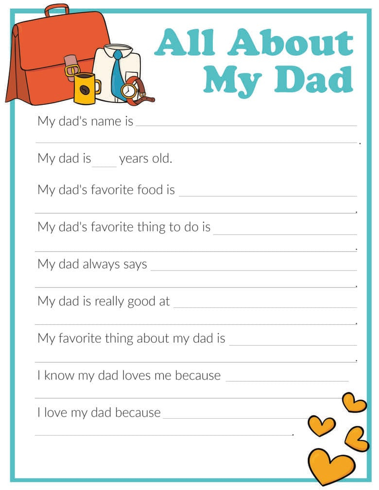 3 Free "All About My Dad" Printables regarding All About Daddy Printable Free