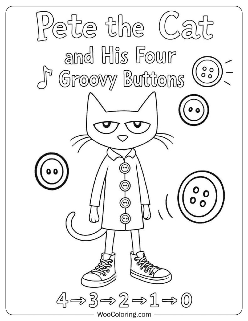 30 Pete The Cat Coloring Pages (Free Pdf To Print) | Woo Coloring within Pete the Cat Buttons Printable