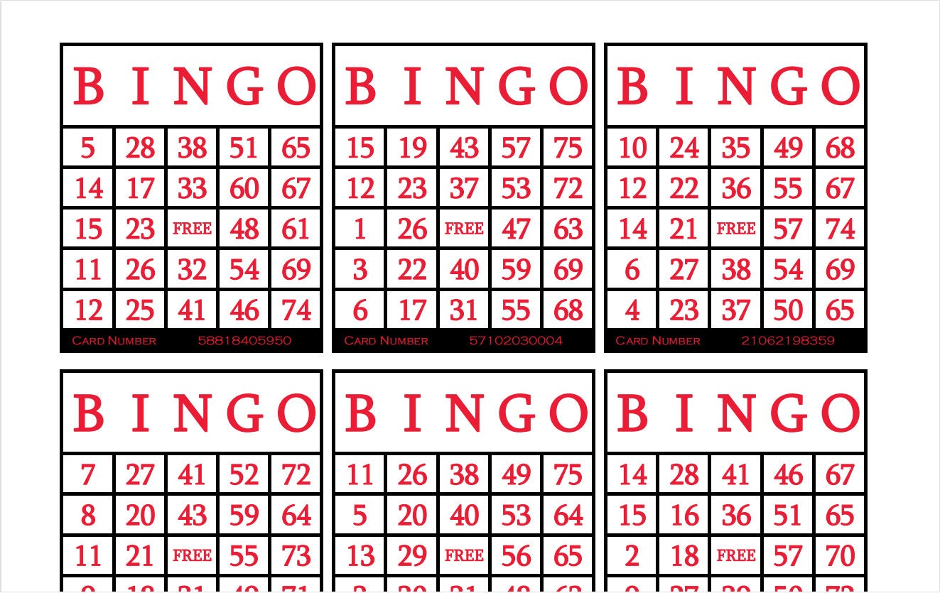 3600 Printable Bingo Cards, 6 Per Page, Large, Holidays, Parties intended for Printable Bingo Cards 6 Per Page