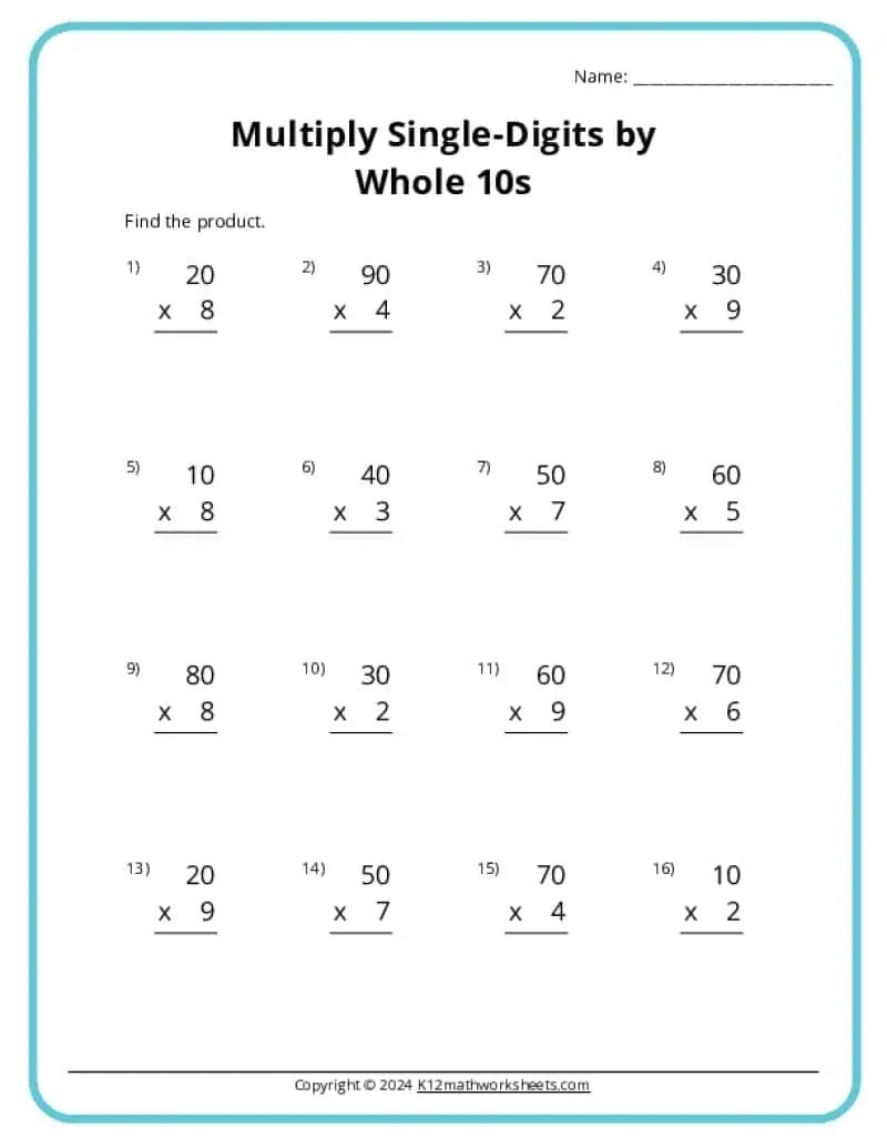 3Rd Grade Multiplication Worksheets - K12 Math Worksheets intended for Printable Multiplication Worksheets Grade 3