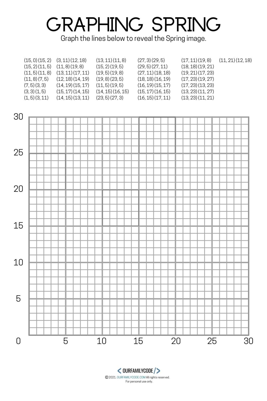 4 Free Spring Graphing Coordinate Plane Worksheets - Our Family Code inside Easy Free Printable Coordinate Graphing Pictures Worksheets