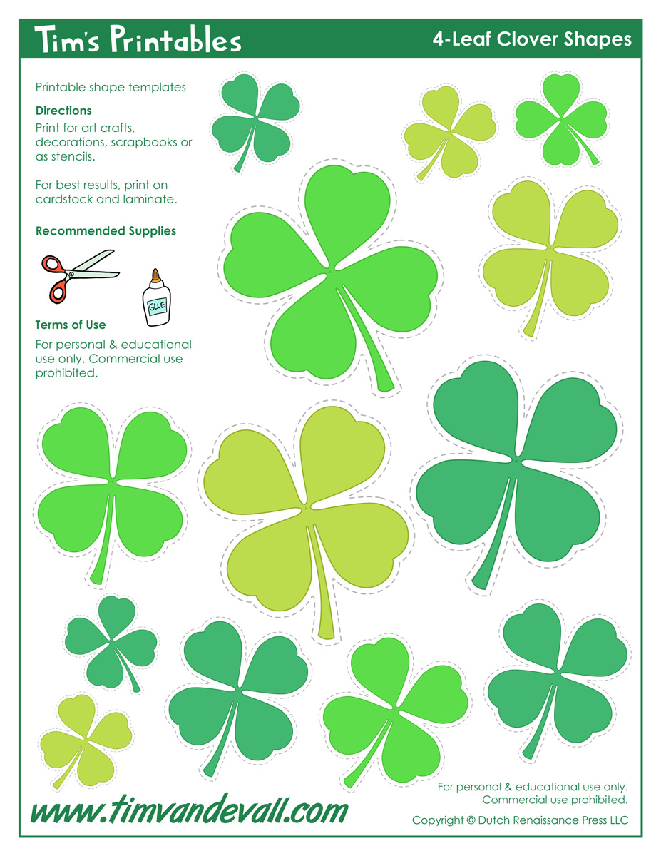 4-Leaf Clover Templates throughout 4 Leaf Clover Printable Template