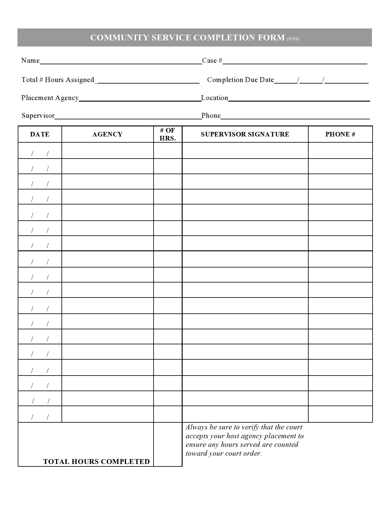 44 Printable Community Service Forms (Ms Word) ᐅ Templatelab regarding Free Printable Community Service Log Sheet