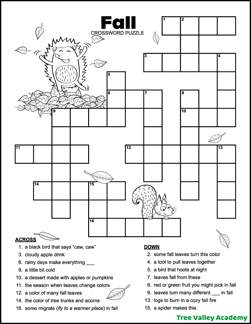 46 Crossword Puzzles For Kids - Tree Valley Academy intended for Free Easy Printable Crossword Puzzles