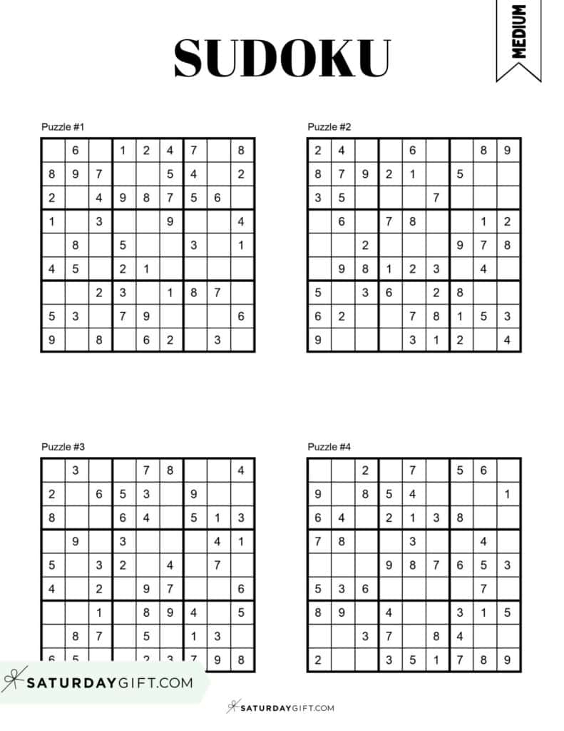 72 Free Printable Sudoku Puzzles | Saturdaygift for Printable Sudoku Puzzles 4 Per Page