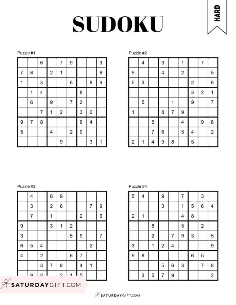 72 Free Printable Sudoku Puzzles | Saturdaygift inside Sudoku Printable Puzzles 4 Per Page