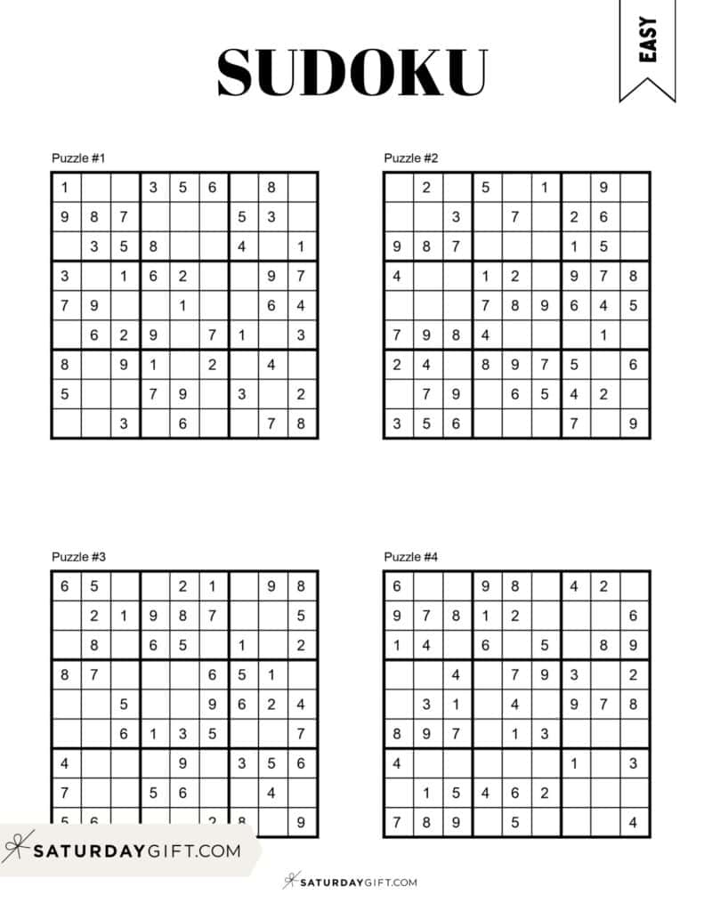 72 Free Printable Sudoku Puzzles | Saturdaygift with regard to Large Print Easy Sudoku Printable