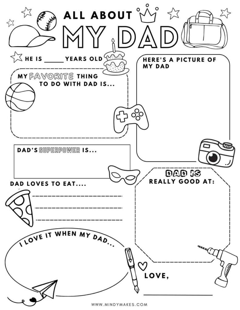 All About Dad Free Printable Pdf - Mindymakes throughout All About Daddy Printable Free