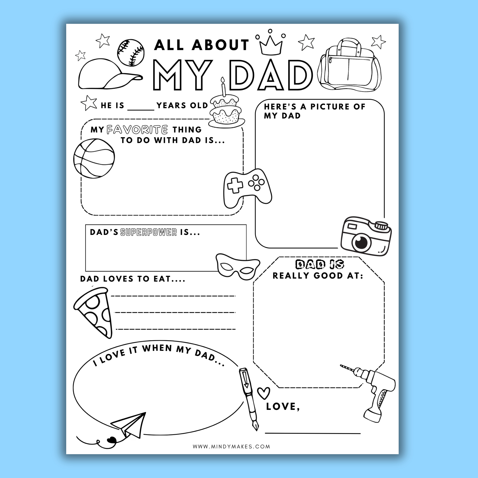 All About Dad Free Printable Pdf - Mindymakes with regard to All About Daddy Printable Free