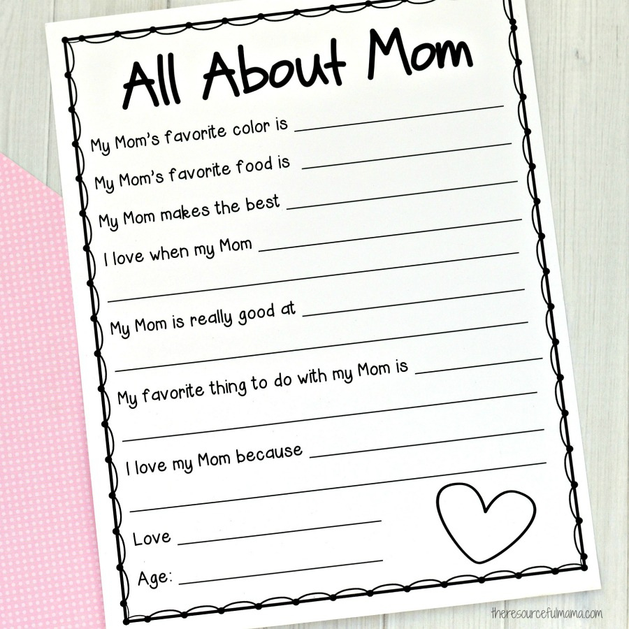 All About Me Mother'S Day Survey {Free Printable For Kids} - The intended for All About Mom Free Printable