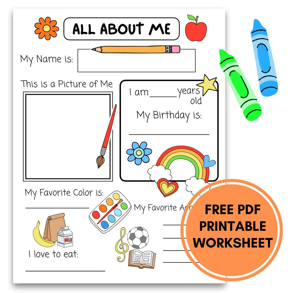 All About Me Printable Preschool Worksheet (Free Pdf) - Mindymakes intended for All About Me Worksheet Free Printable