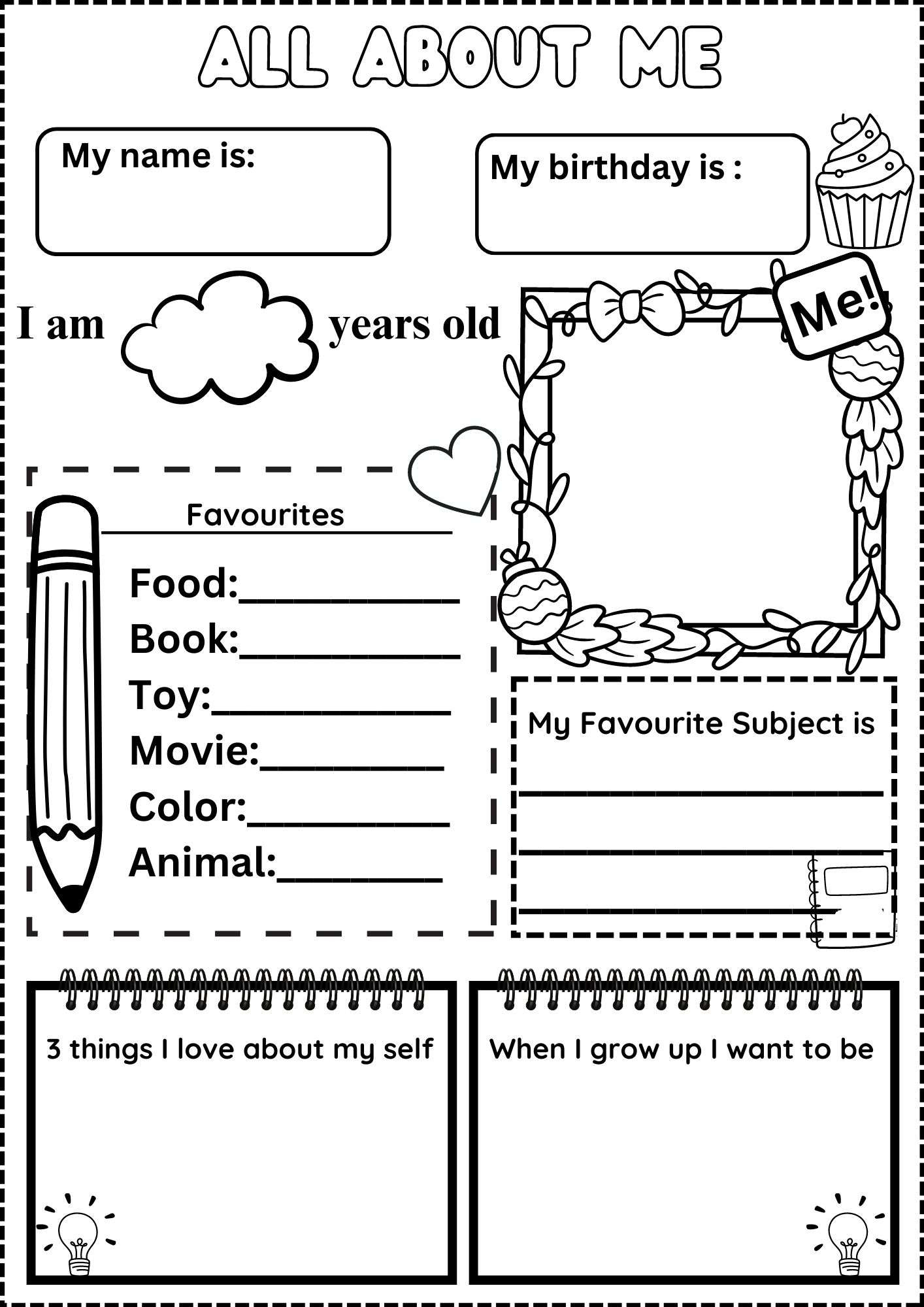 All About Me Worksheet Free for All About Me Worksheet Free Printable