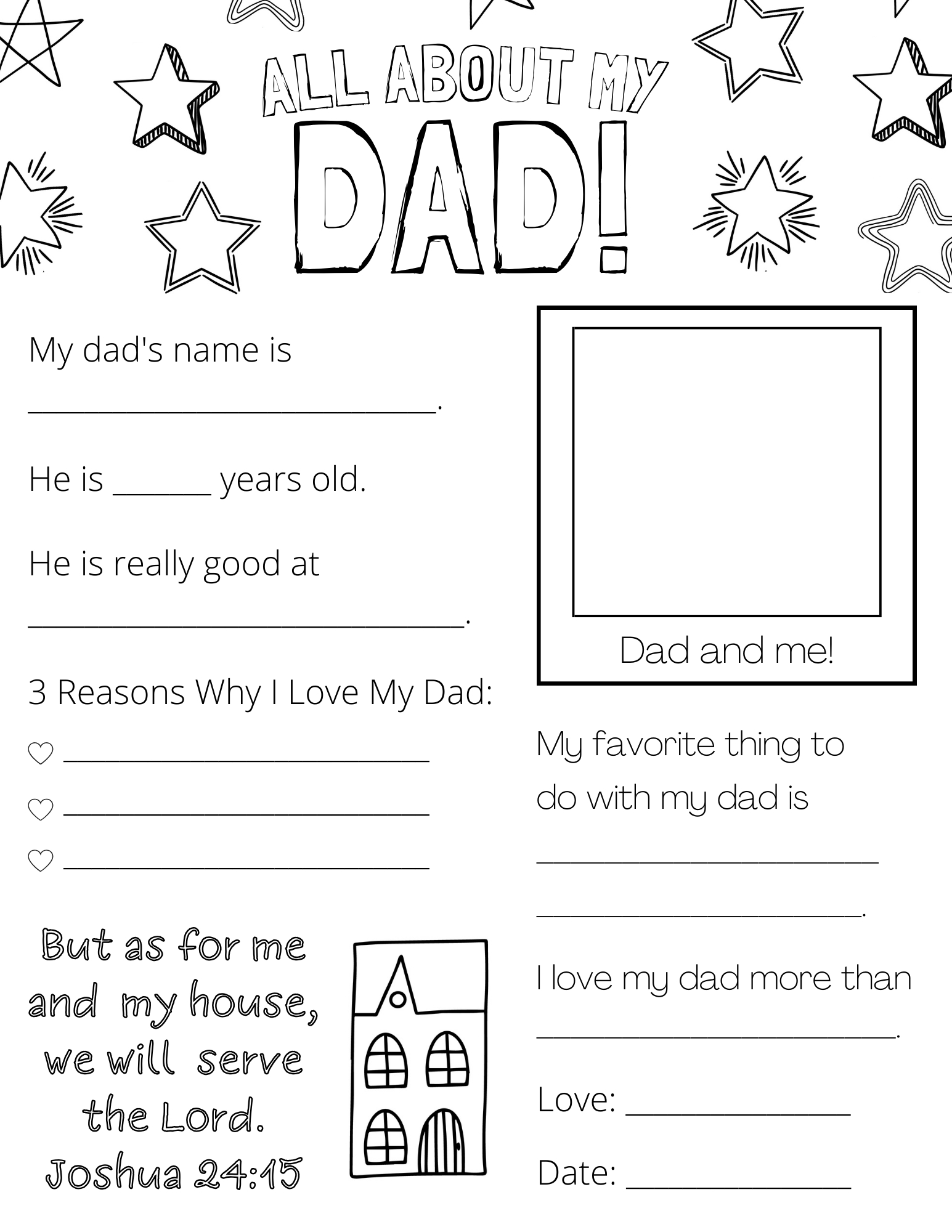 All About My Dad (Papa, Grandpa) Free Printable - Out Upon The Waters with regard to All About Daddy Free Printable
