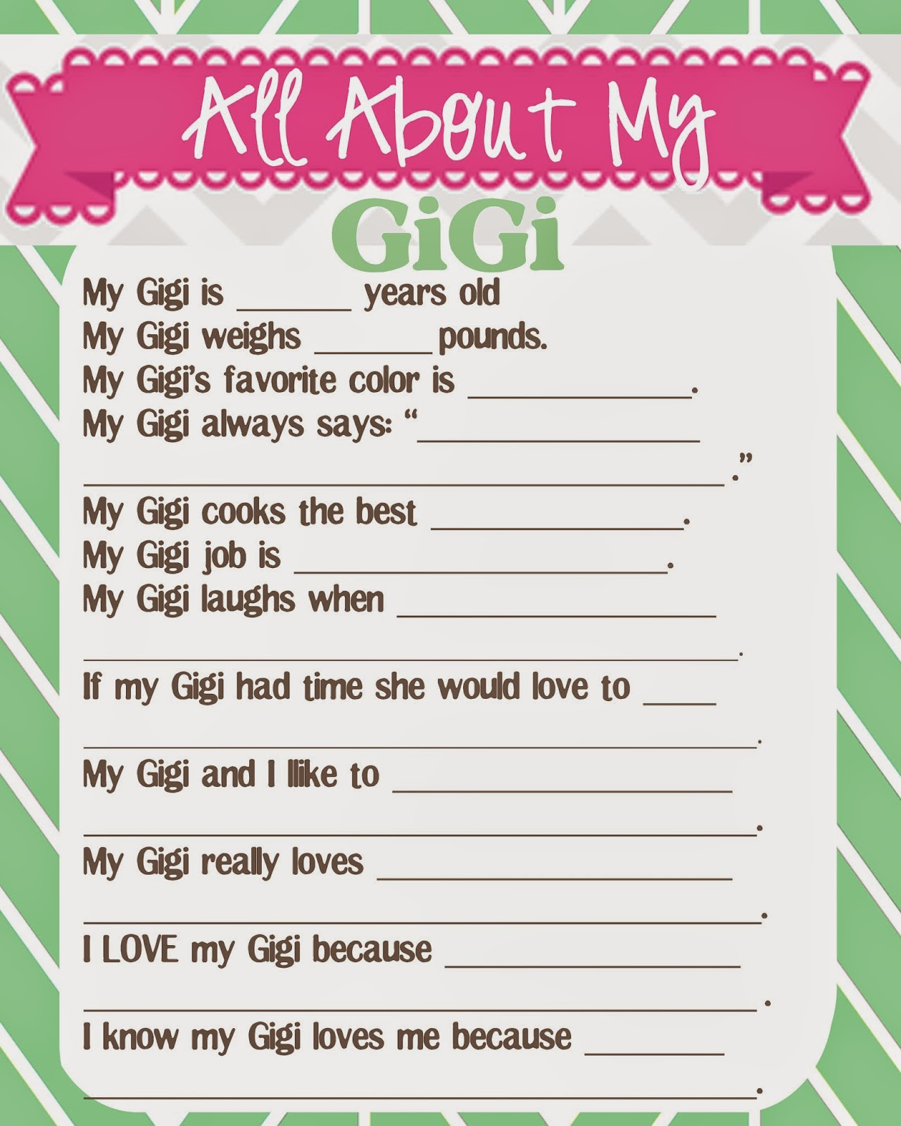 All About My Gigi Free Printable in All About My Gigi Printable