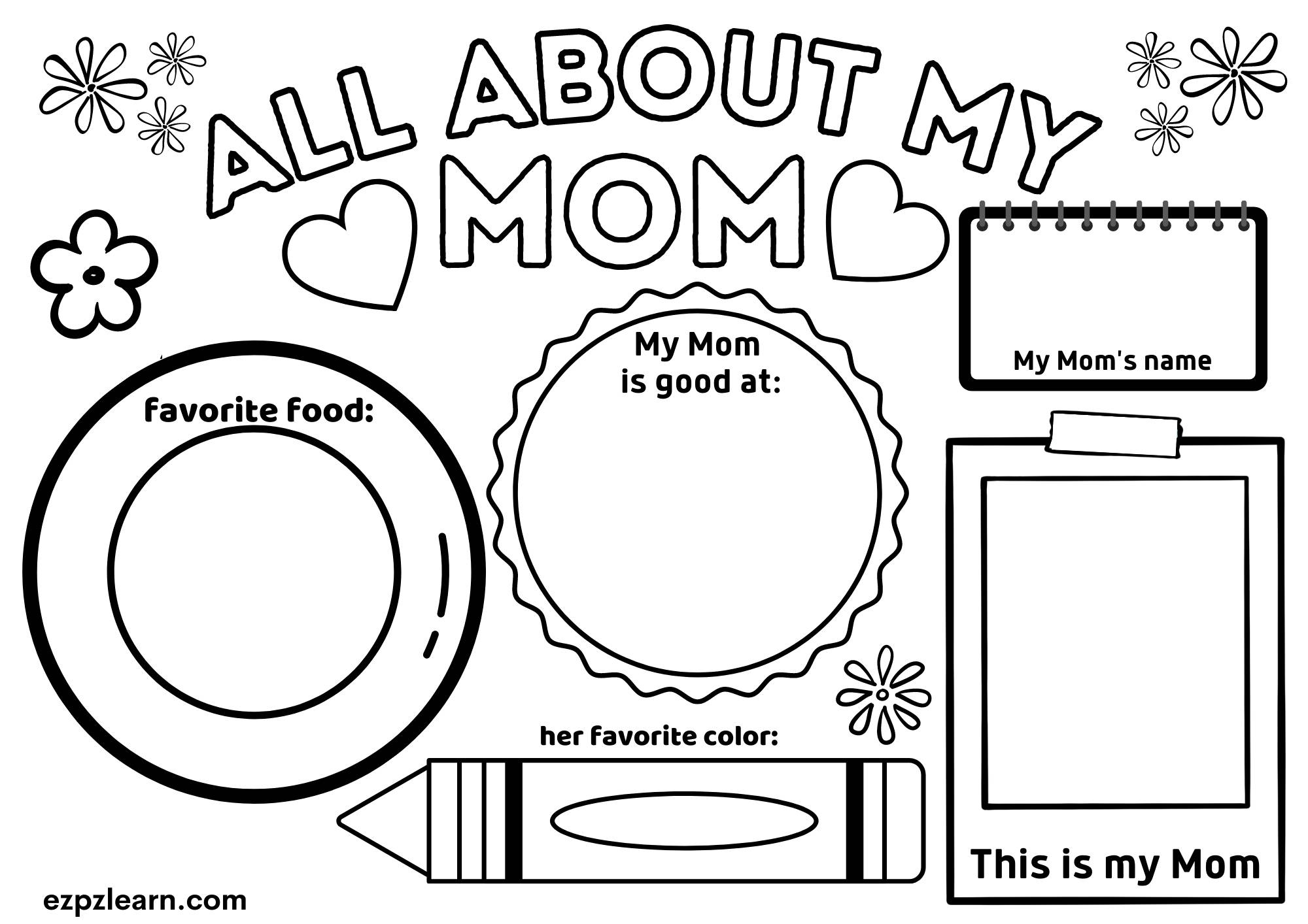 All About My Mom - Ezpzlearn with Preschool All About My Mom Printable