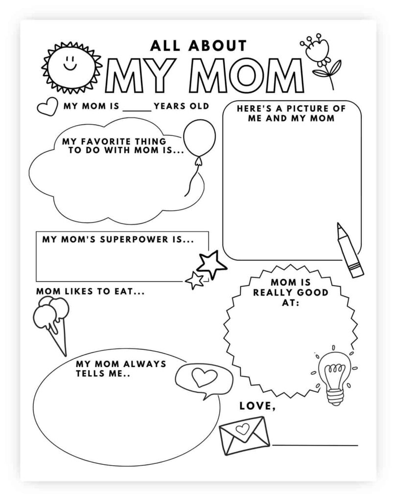 All About My Mom Printable (Free Worksheet) - Mindymakes intended for Preschool All About My Mom Printable