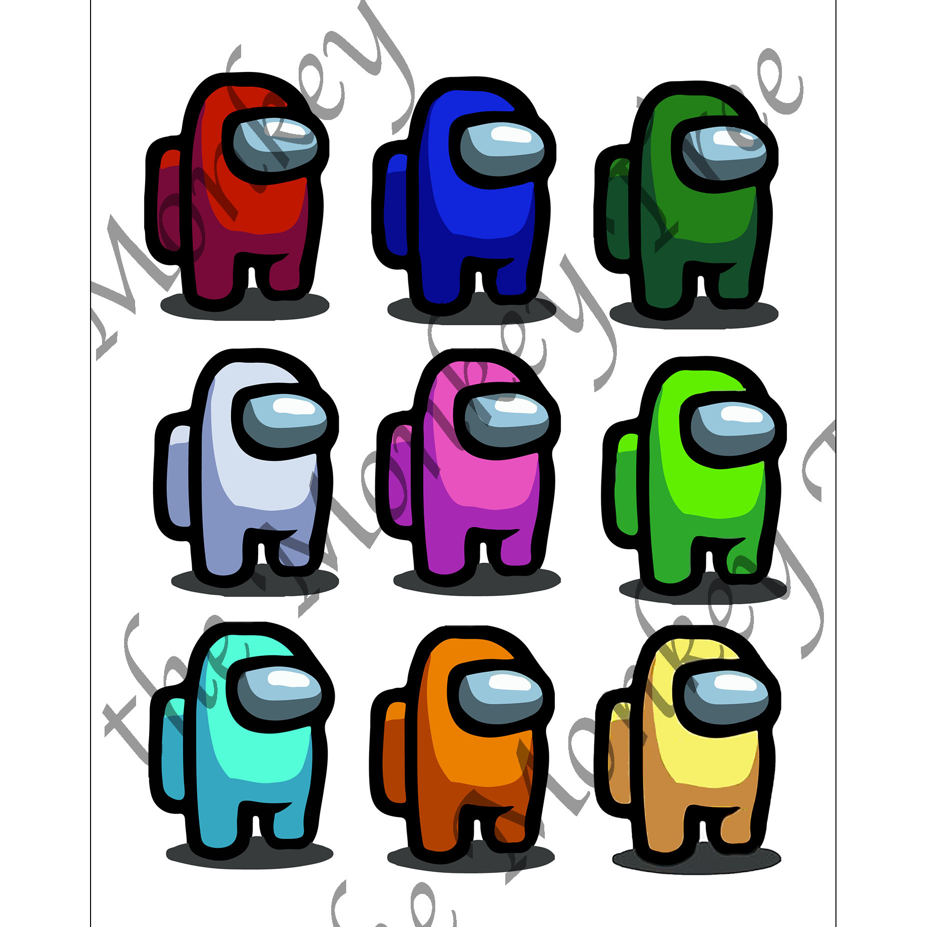 Among Us Edible Cake Image Topper Character Sheet throughout Among Us Cake Topper Printable Png