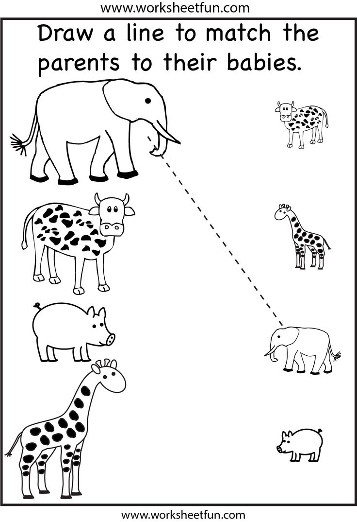Animal Parents And Babies – Match The Parents – 2 Worksheets regarding Printable Worksheets For 2 Year Olds