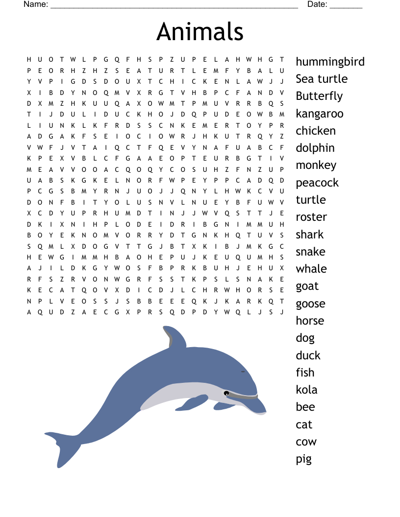 Animals Word Search - Wordmint pertaining to Animal Word Search Printable