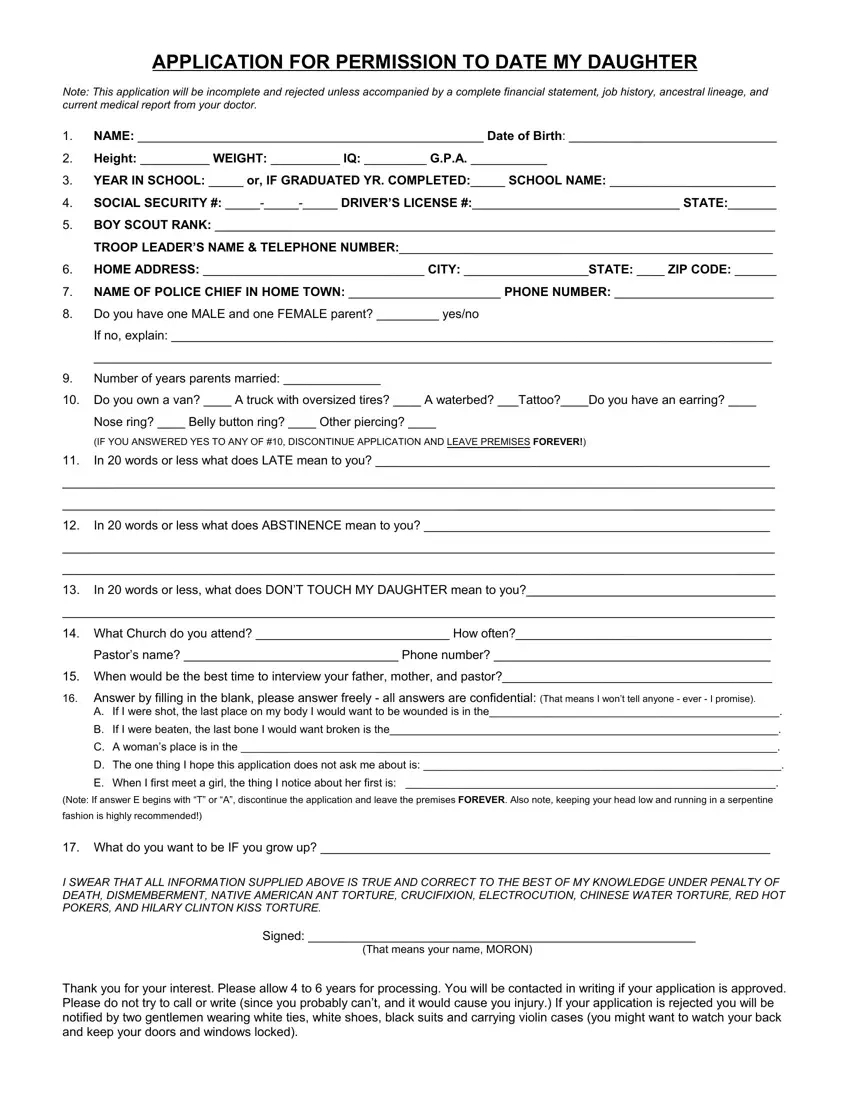 Application Date Daughter ≡ Fill Out Printable Pdf Forms Online throughout Application To Date My Daughter Printable