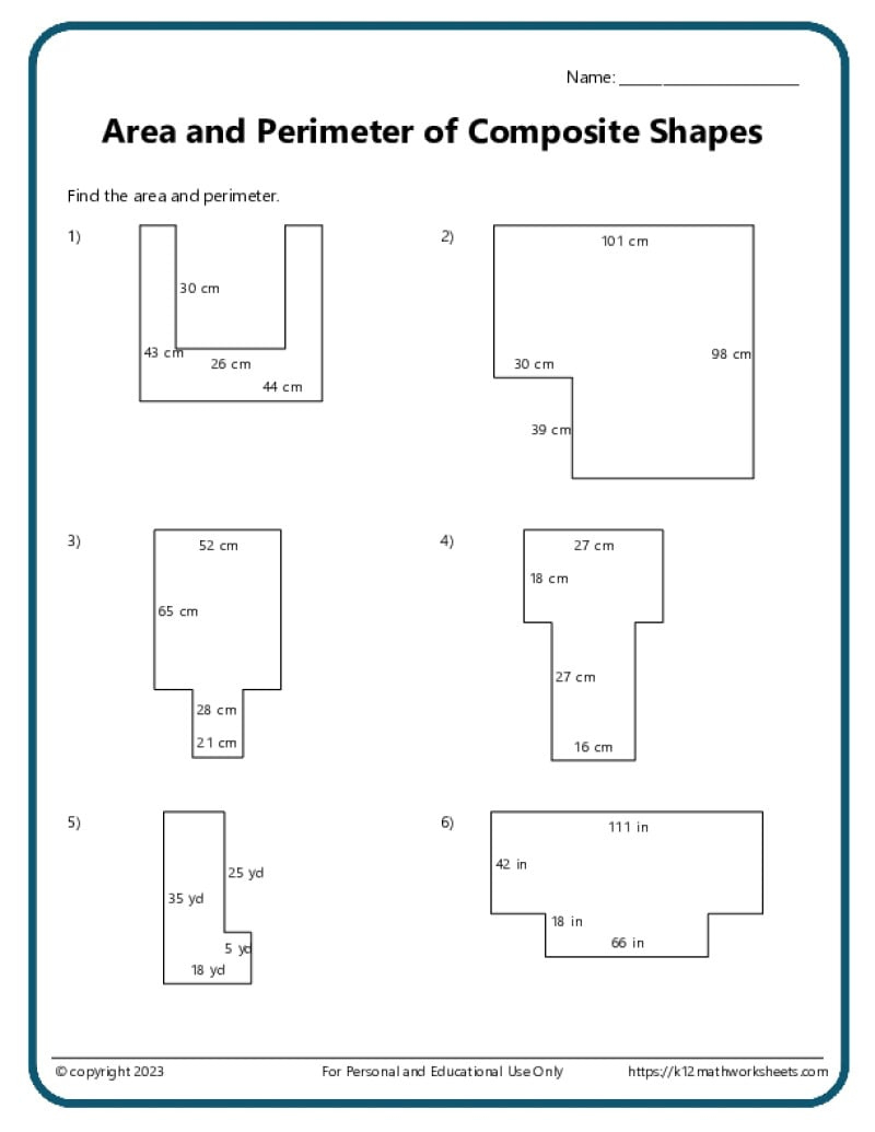 Area And Perimeter Worksheets pertaining to Area and Perimeter Worksheets Printable