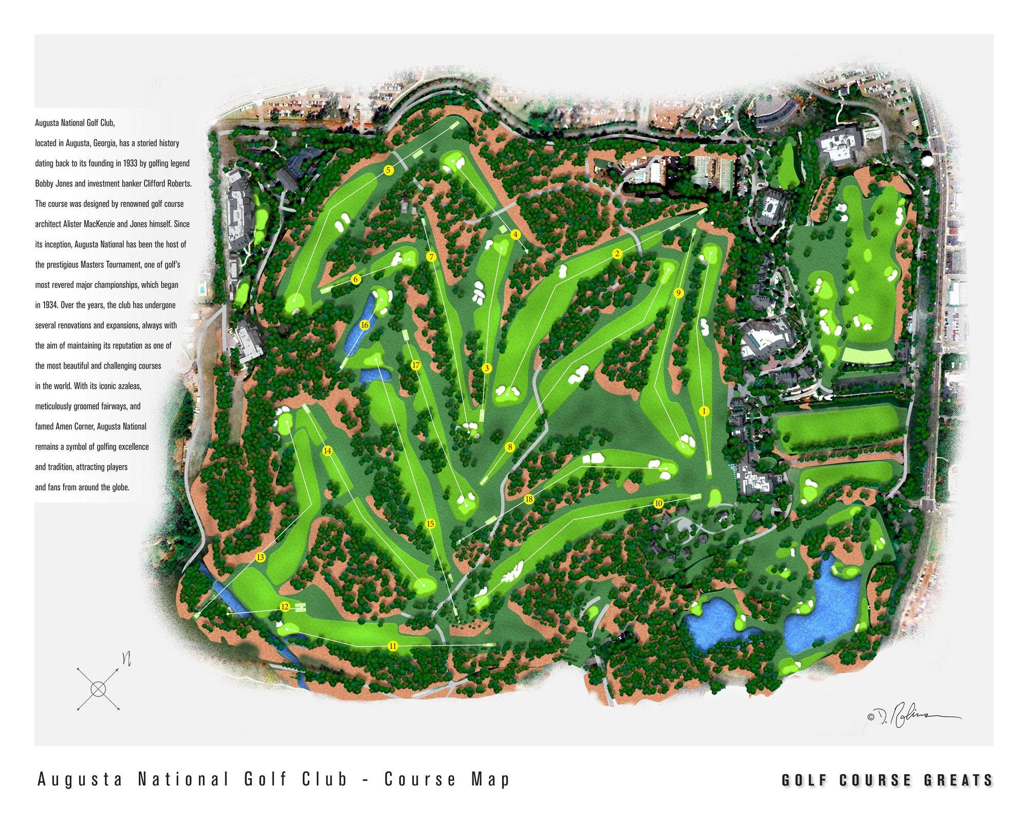 Augusta National Golf Club Golf Course Map, Masters Tournament intended for Augusta National Course Map Printable