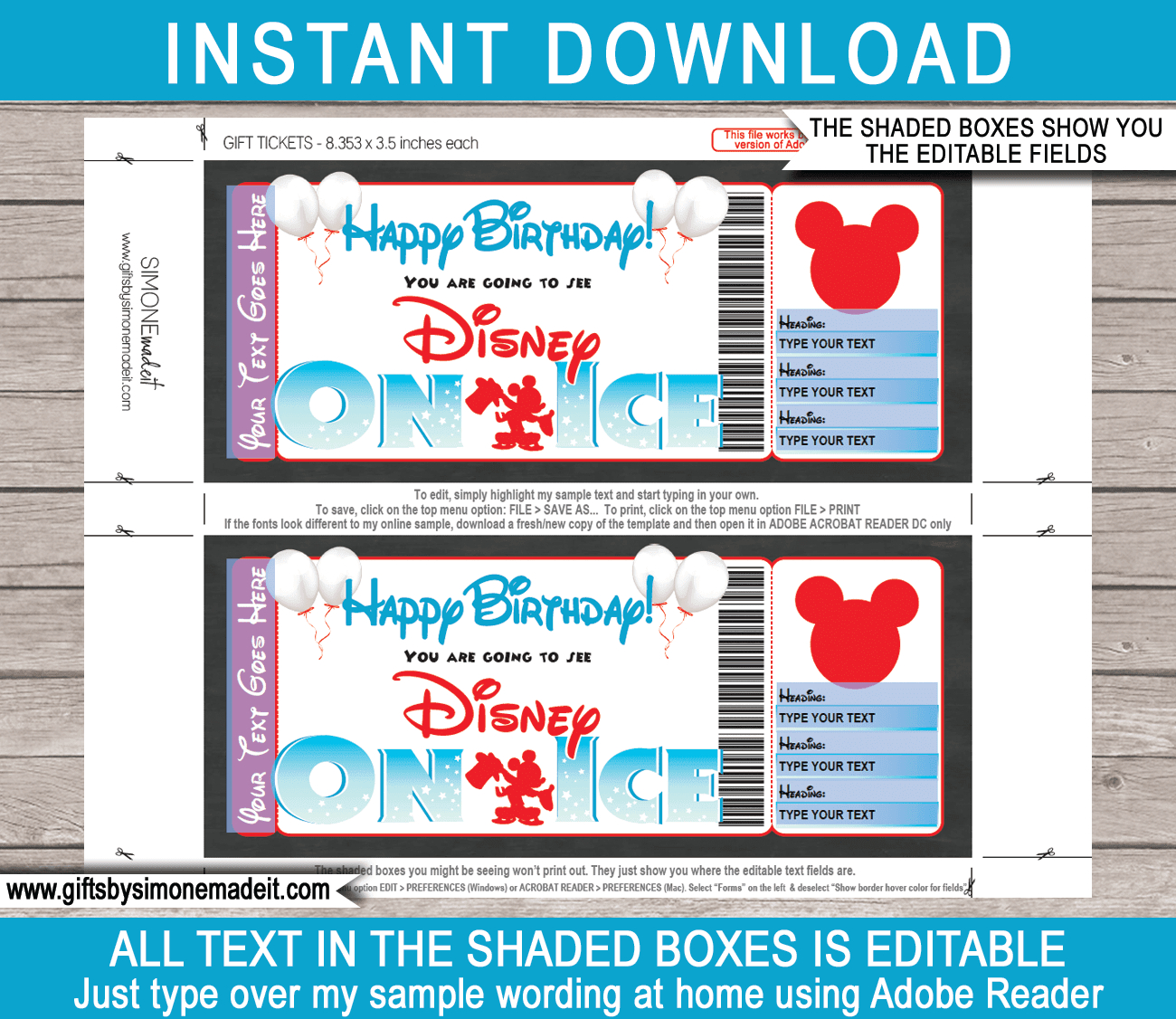 Birthday Disney On Ice Ticket Template | Printable Gift Certificate inside Disney on Ice Printable Ticket