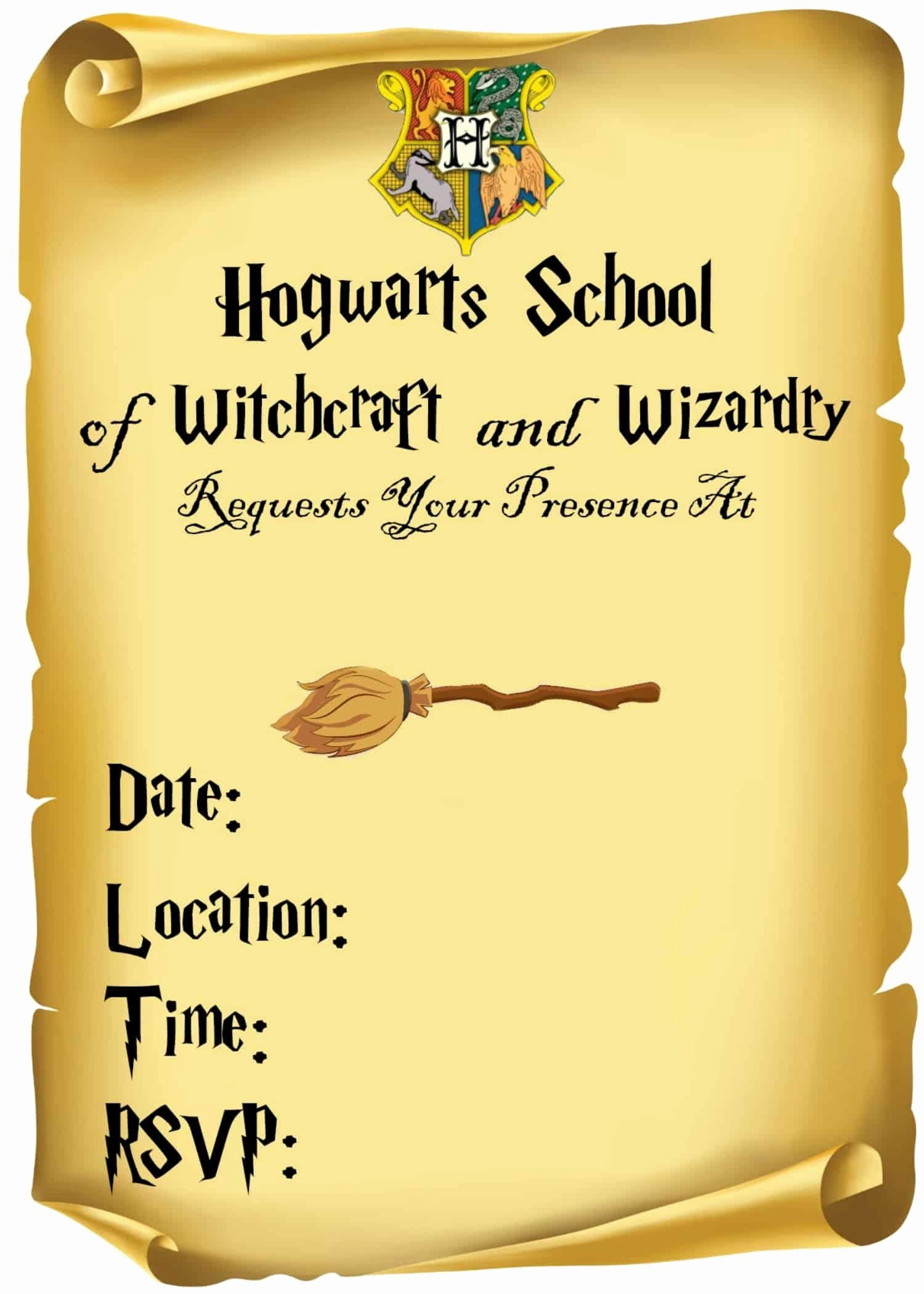 Birthday Invitation Harry Potter Free Use Harry Potter Hogwarts within Harry Potter Printable Birthday Invitations