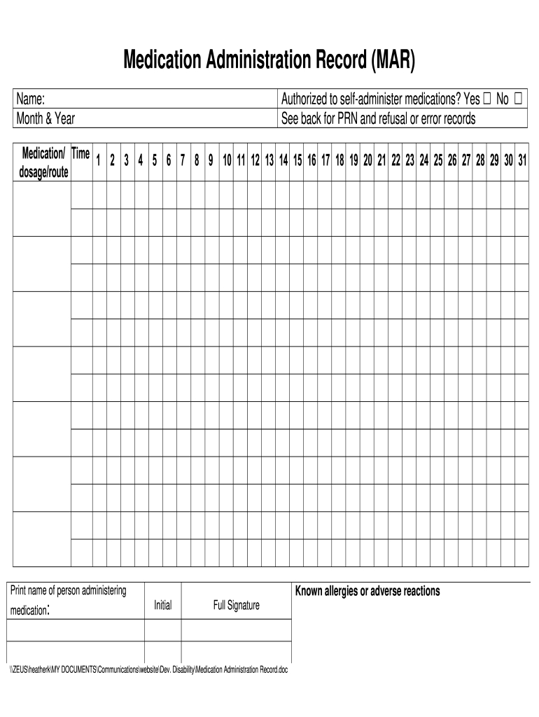 Blank Mar: Fill Out & Sign Online | Dochub within Free Printable Medication Administration Record Template
