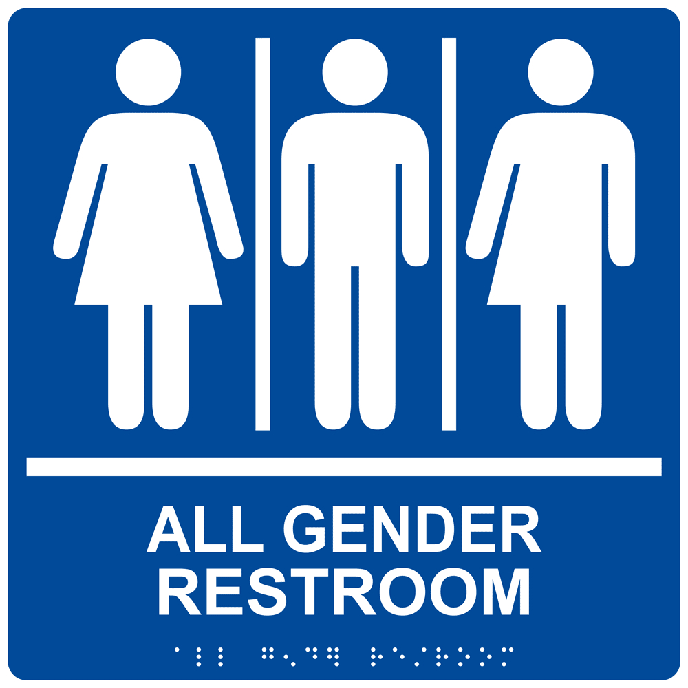 Blue Ada Braille All Gender Restroom Sign, 9X9 In. Acrylic throughout All Gender Restroom Sign Printable