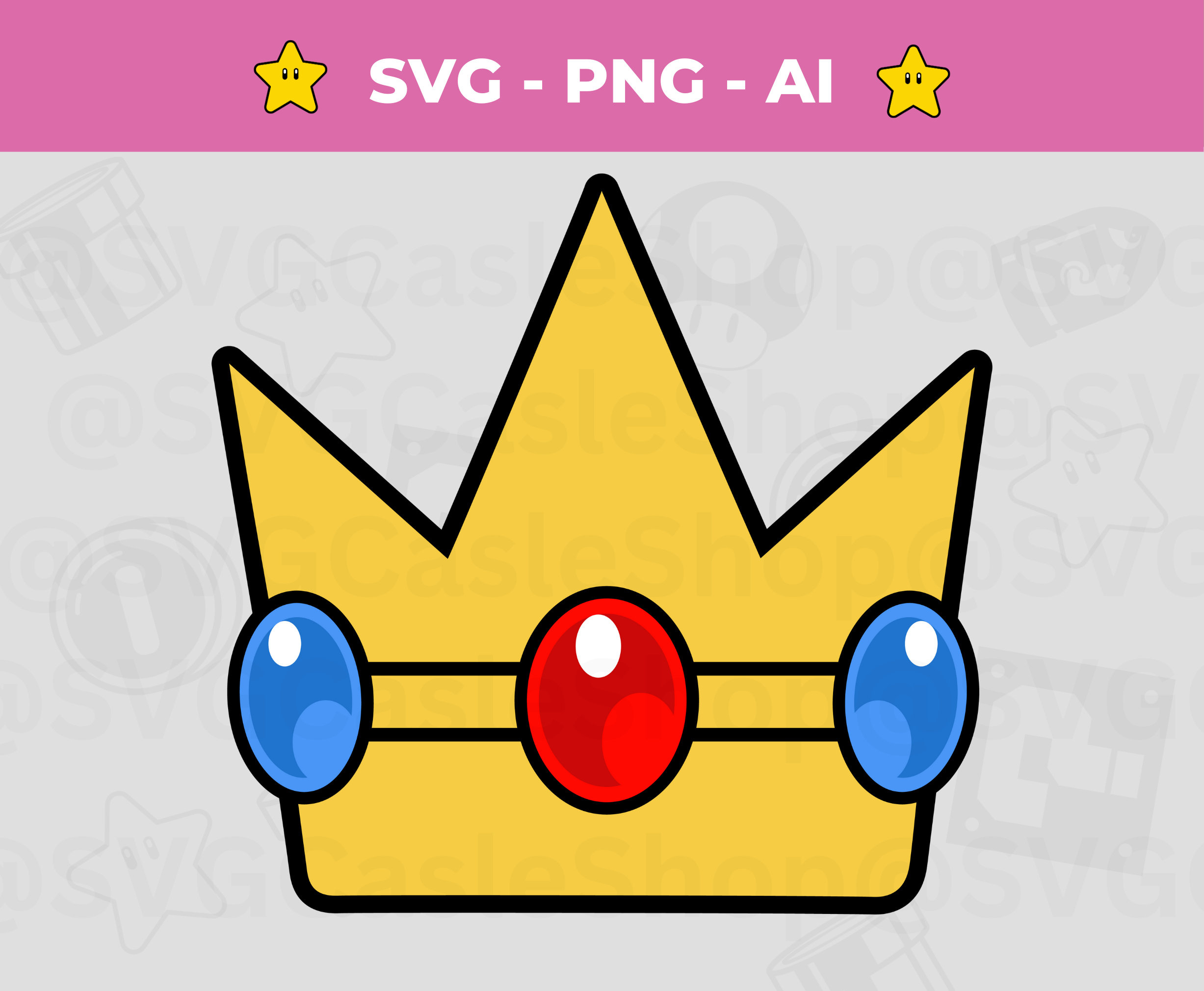 Buy Princess Peach Svg Clip Art Crown Svg, Ready-To-Print Cricut intended for Printable Princess Peach Crown Template