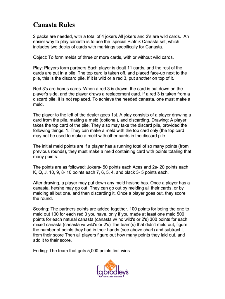 Canasta Rules For 4 Players Printable: Fill Out & Sign Online | Dochub with Printable Canasta Rules For 3 Players