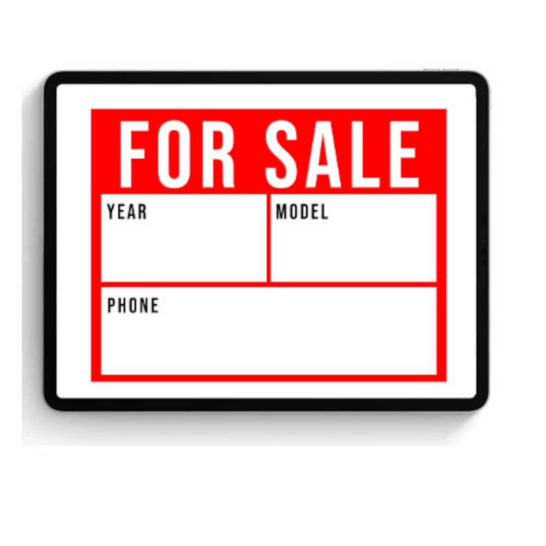 Car For Sale Sign - Digital Download - Us Letter & A4 Pdf File - Etsy regarding Printable For Sale Signs For Cars