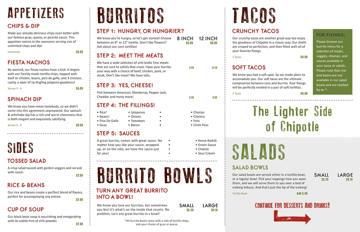 Chipotle Menu Reimagined :: Behance intended for Printable Chipotle Menu With Prices